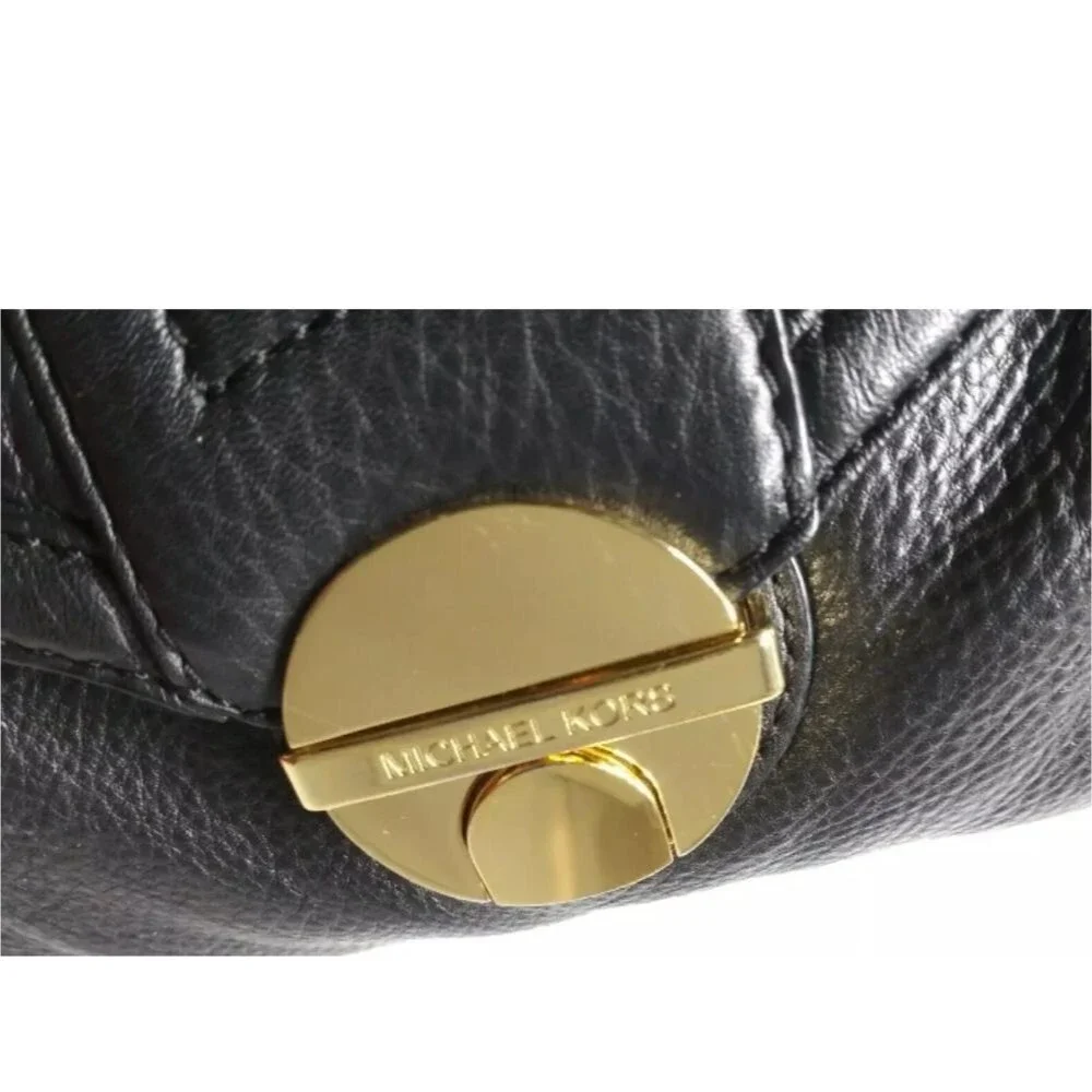 Michael Kors Handbag Black Pebbled Leather Satchel Large Purse - Picture 4 of 9